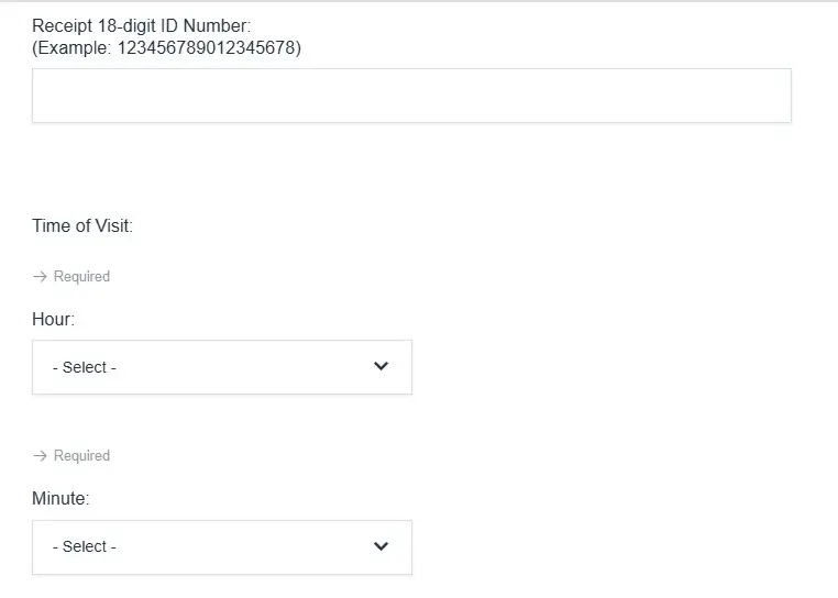 Enter 18-digit ID and Time of visit to start the survey.